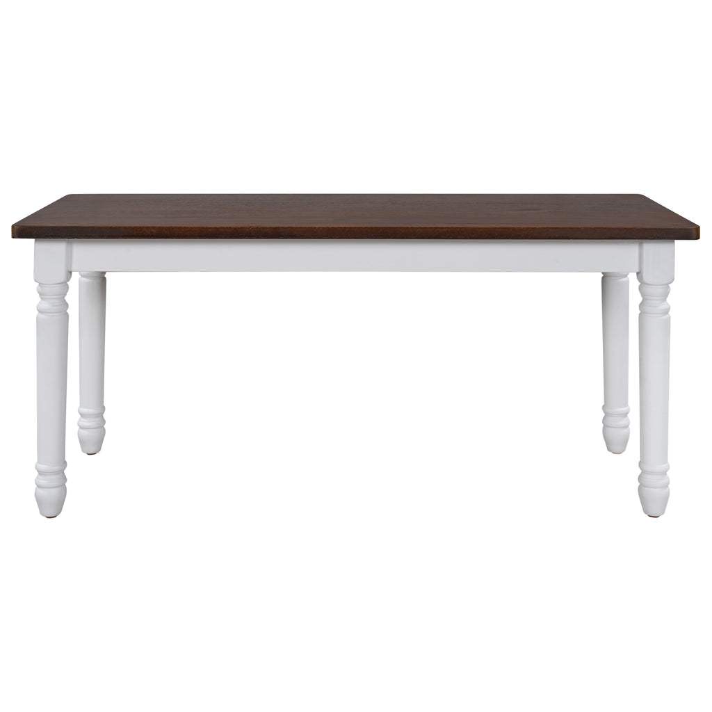 2-Piece Retro Farmhouse Solid Wood Kitchen Dining Benches Set,Cherry+White
