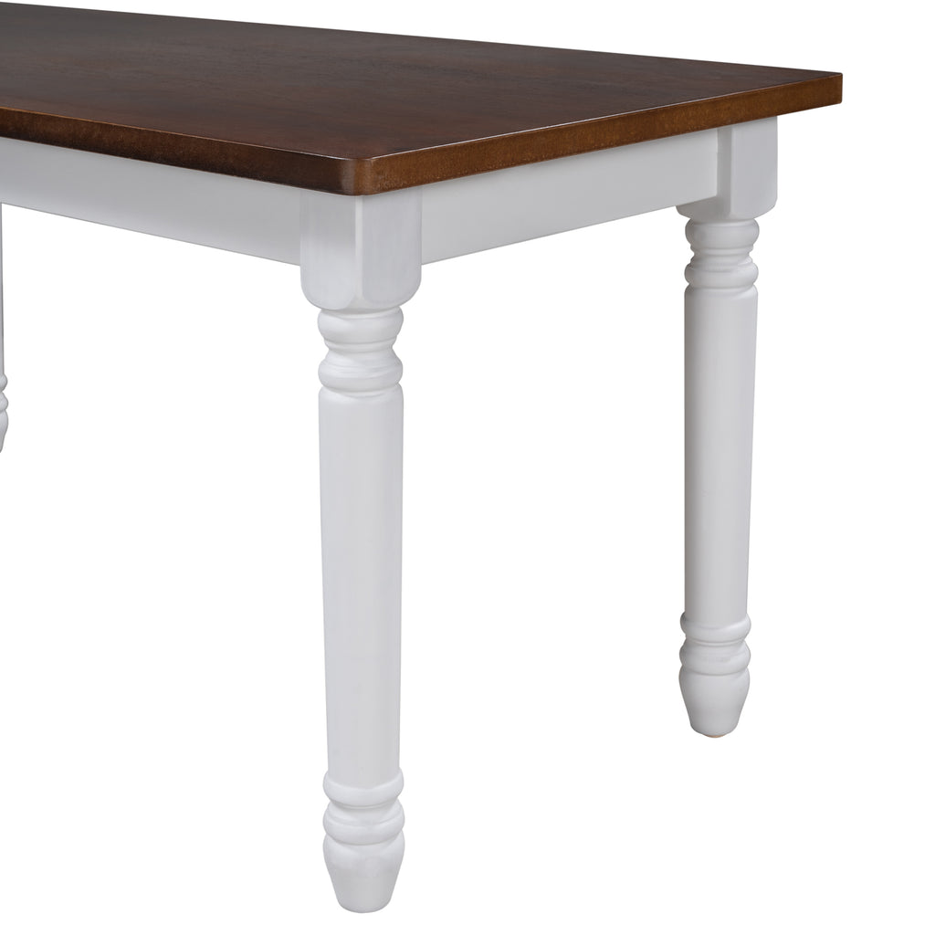 2-Piece Retro Farmhouse Solid Wood Kitchen Dining Benches Set,Cherry+White
