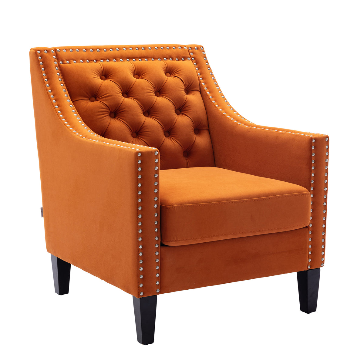 accent armchair living room chair  with nailheads and solid wood legs