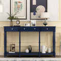 Solid Wood Console Table, Classic Entryway Table with Storage Shelf and Drawer for Home
