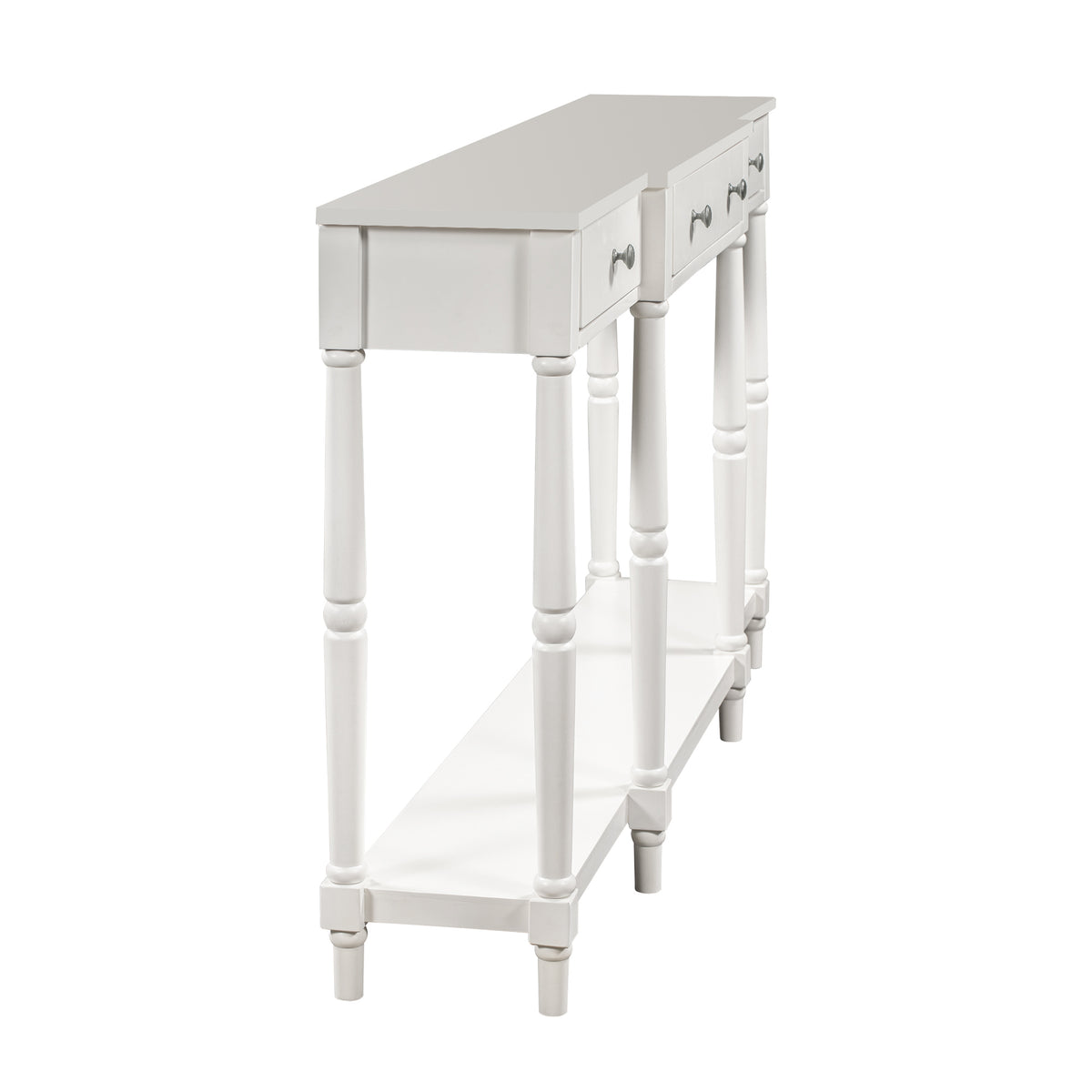 Solid Wood Console Table, Classic Entryway Table with Storage Shelf and Drawer for Home