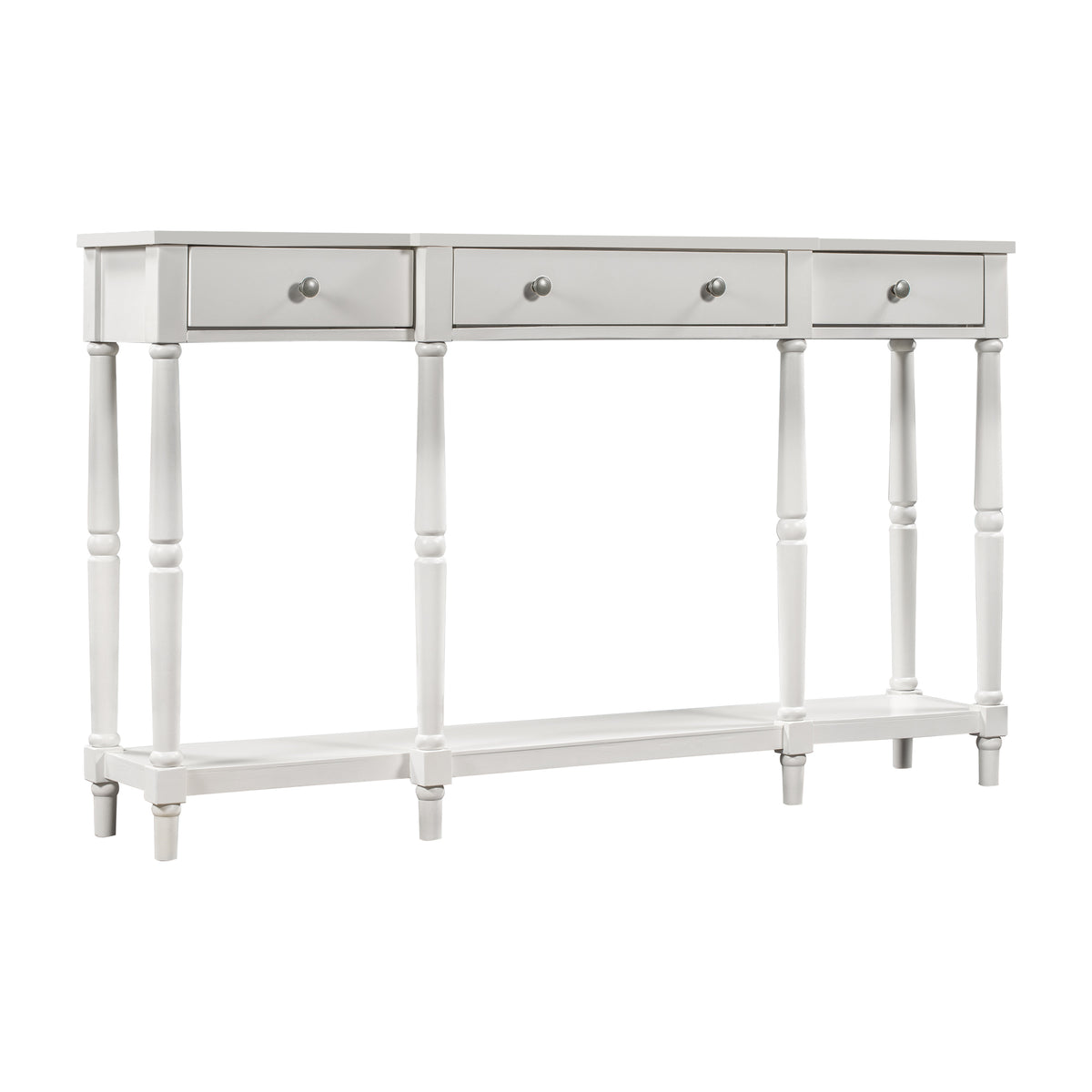 Solid Wood Console Table, Classic Entryway Table with Storage Shelf and Drawer for Home