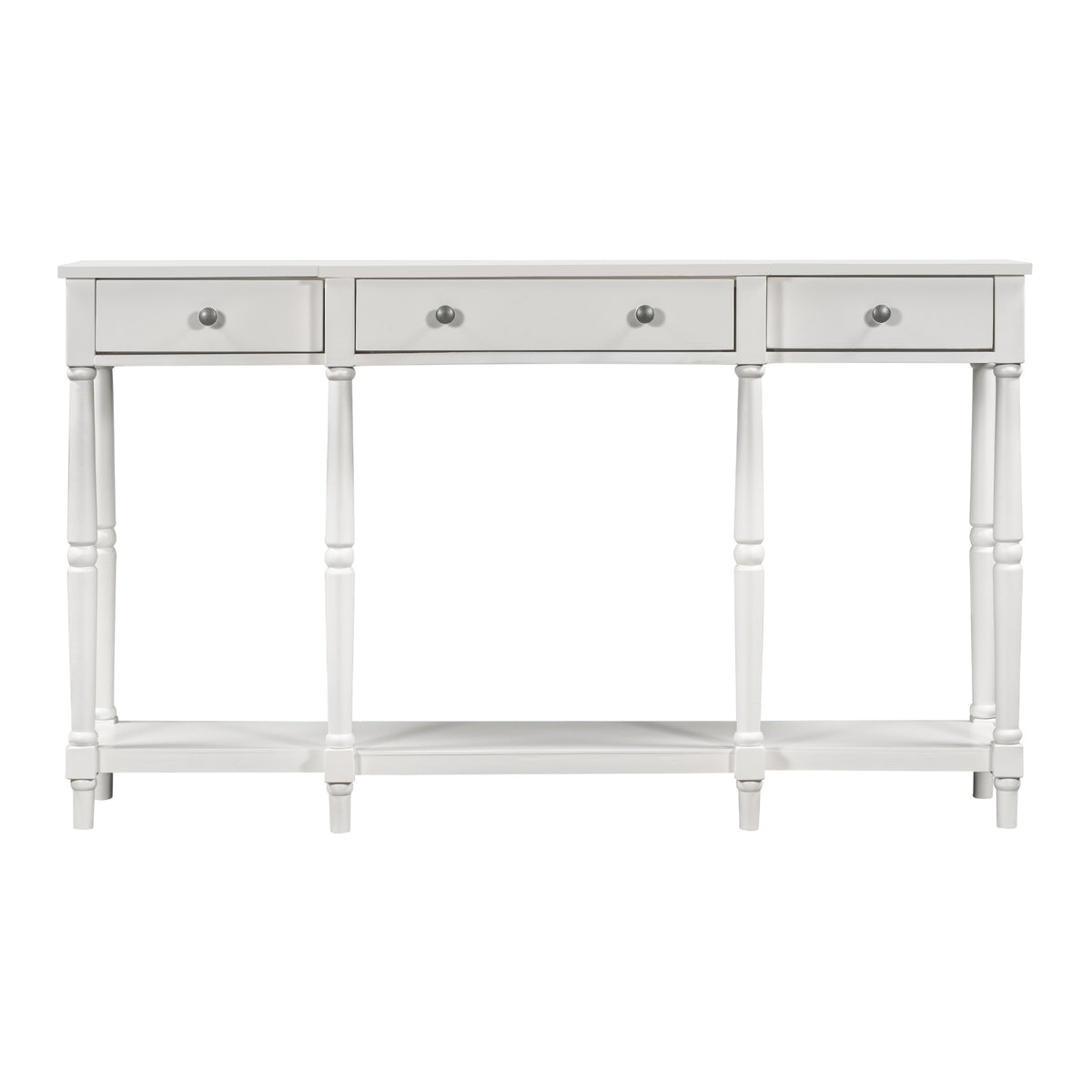 Solid Wood Console Table, Classic Entryway Table with Storage Shelf and Drawer for Home