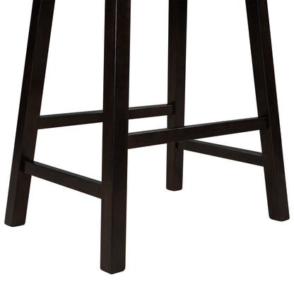 4 Pieces Counter Height Wood Kitchen Dining Upholstered Stools for Small Places, Brown Finish+ Black Cushion