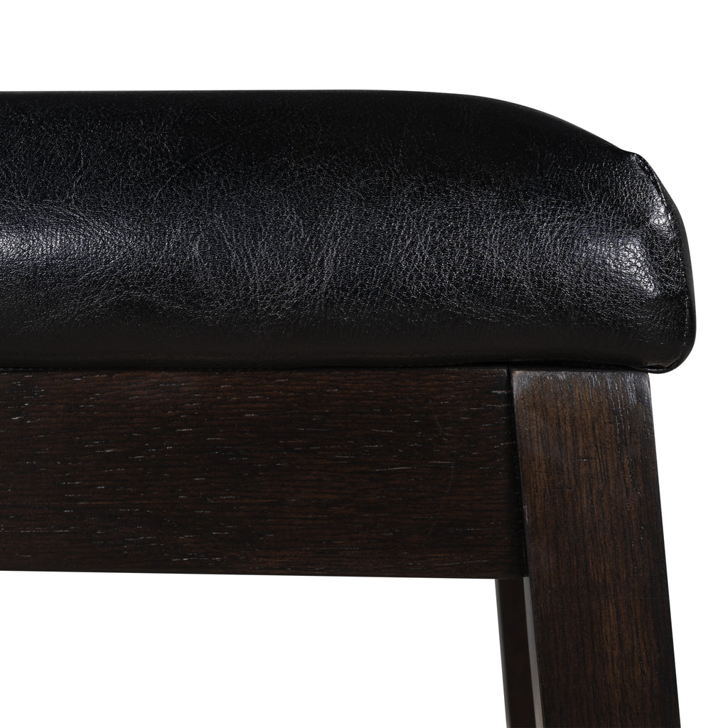 4 Pieces Counter Height Wood Kitchen Dining Upholstered Stools for Small Places, Brown Finish+ Black Cushion