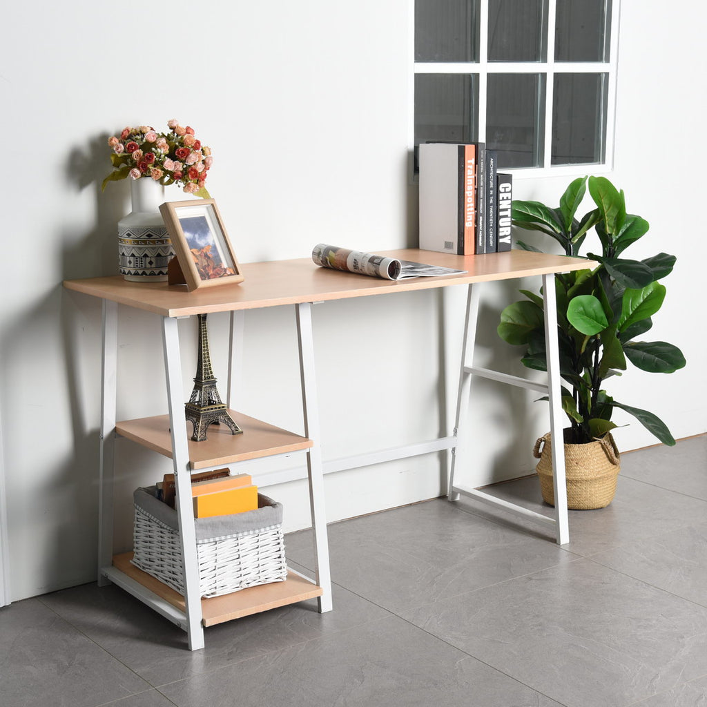 Wooden Desk with 2 Storage Racks