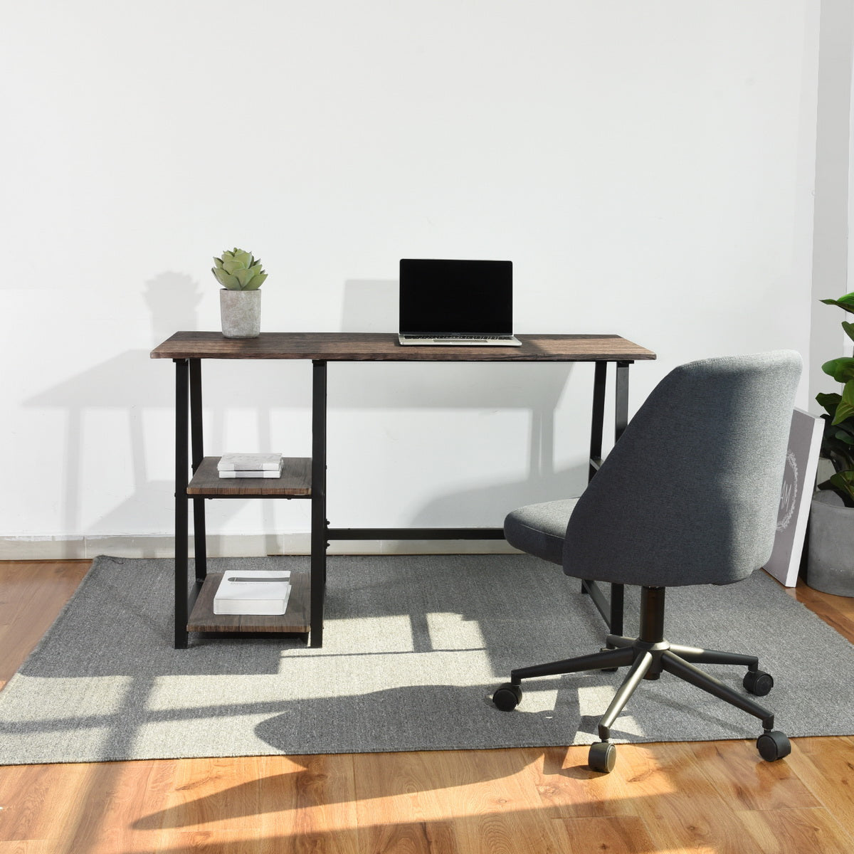 Wooden Desk with 2 Storage Racks