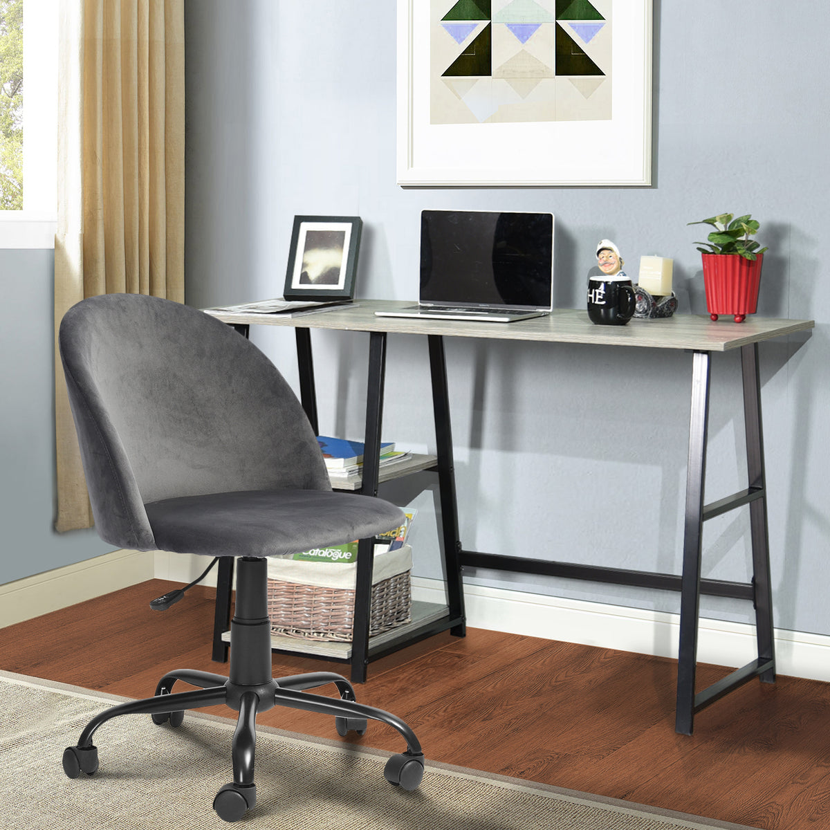 Wooden Desk with 2 Storage Racks