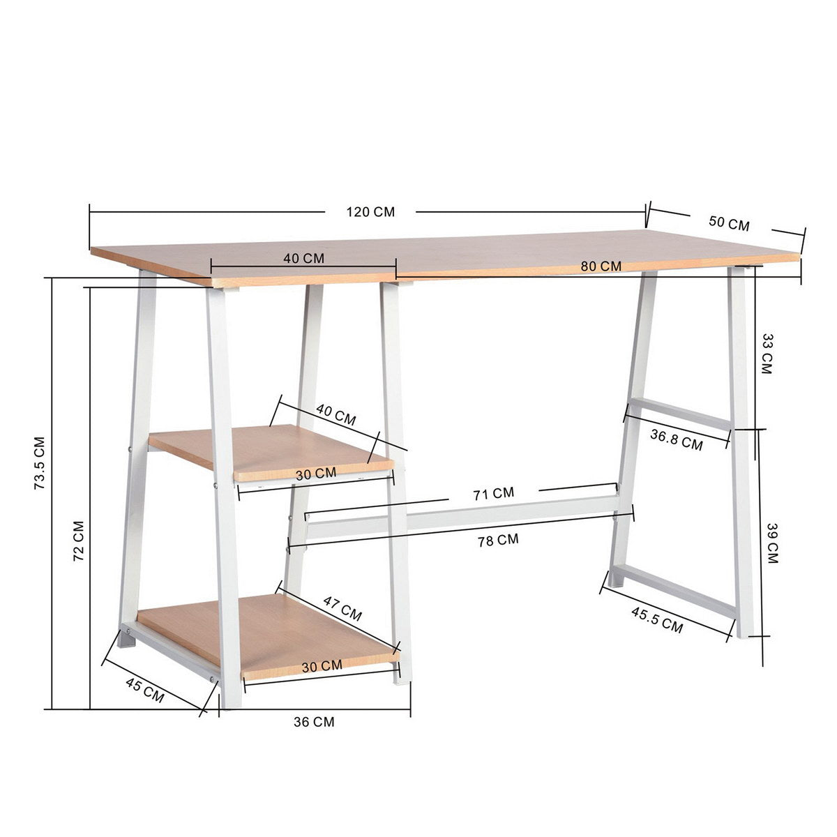 Wooden Desk with 2 Storage Racks