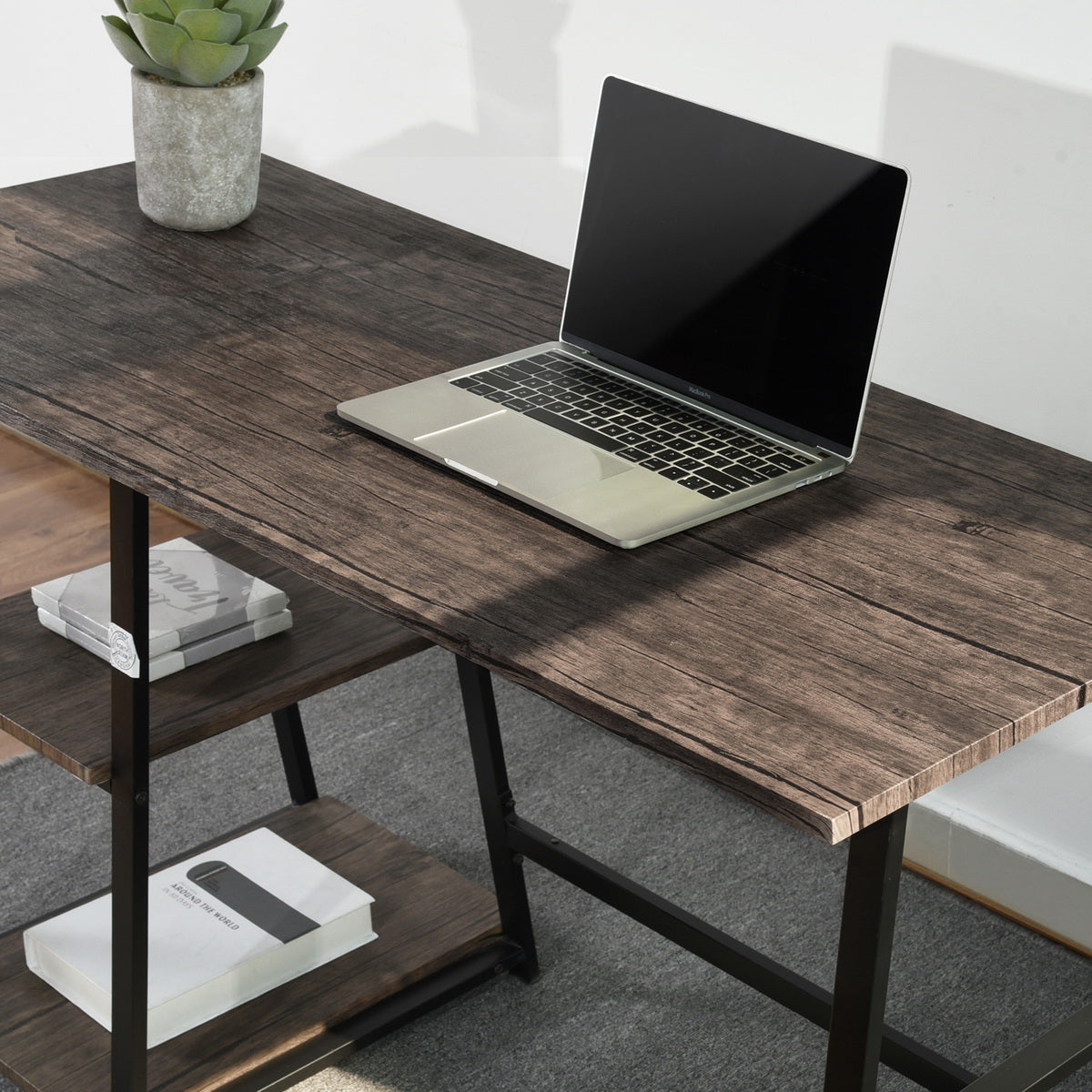 Wooden Desk with 2 Storage Racks