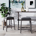 Farmhouse Rustic 2-piece Counter Height Wood Kitchen Dining Stools for Small Places, Gray