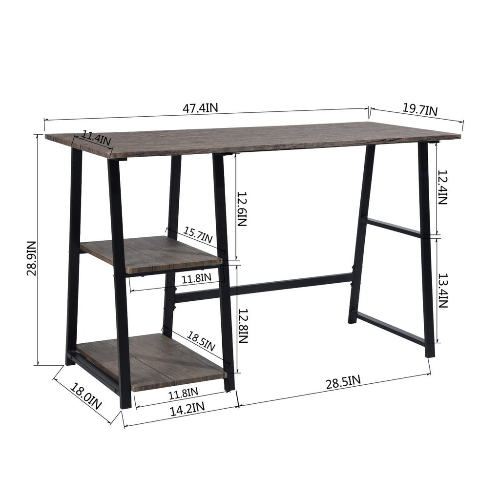 Wooden Desk with 2 Storage Racks