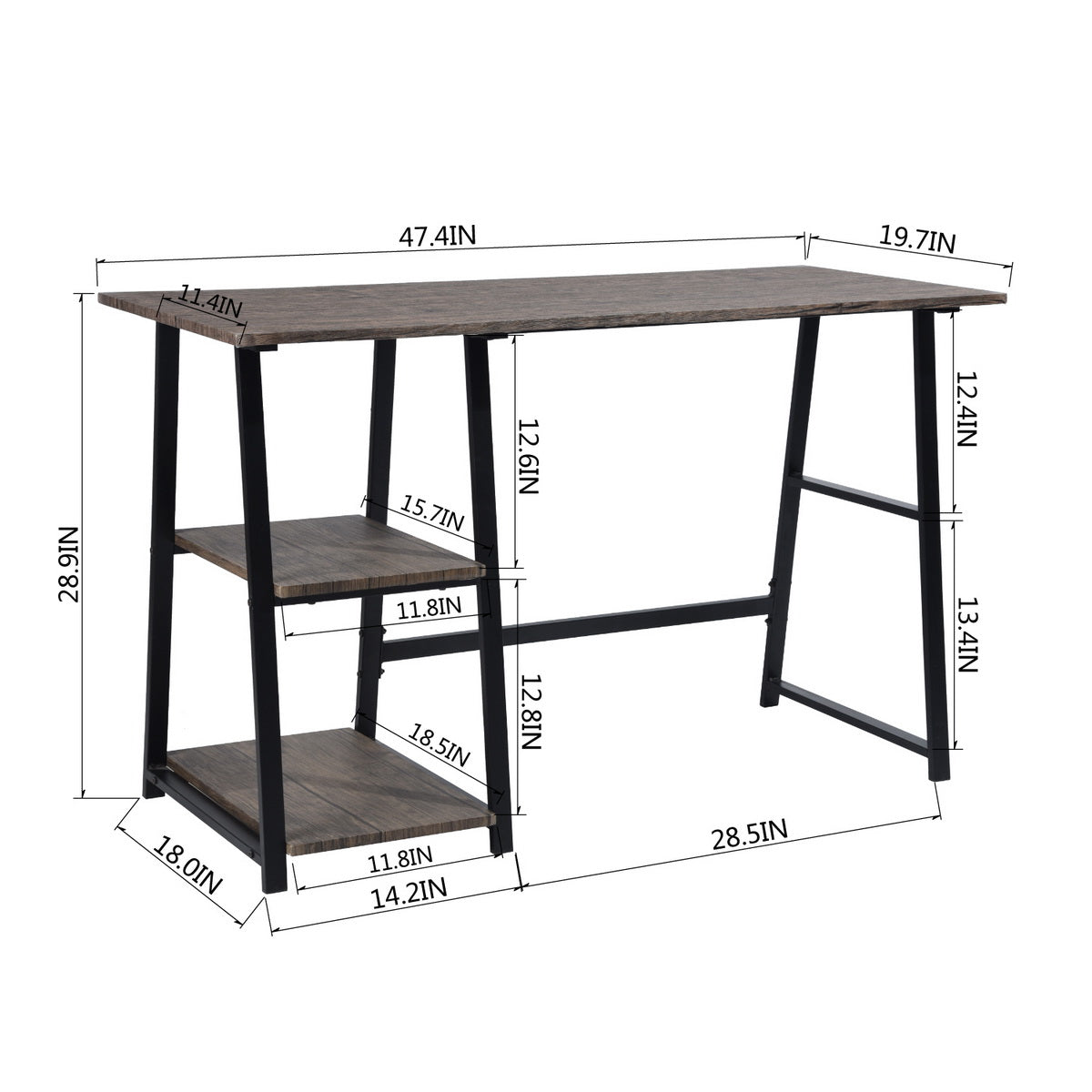 Wooden Desk with 2 Storage Racks