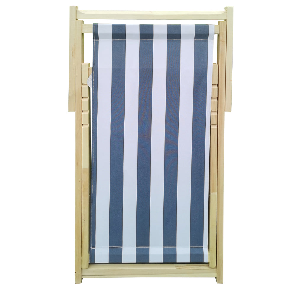 populus wood sling chair blue Stripe Broad blue Stripe （color: Natural）
