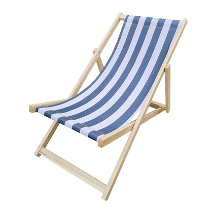 populus wood sling chair blue Stripe Broad blue Stripe （color: Natural）