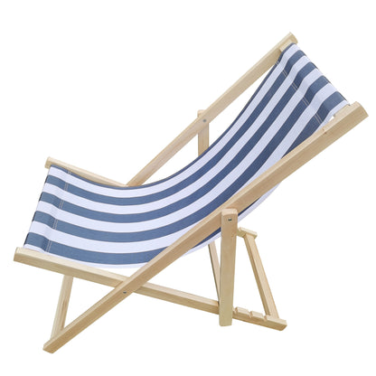 populus wood sling chair blue Stripe Broad blue Stripe （color: Natural）