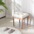 HengMing Padded Square Ottoman Benchand Rubber Wood Legs, Fabric Small Vanity Stool for Bedroom Living Room