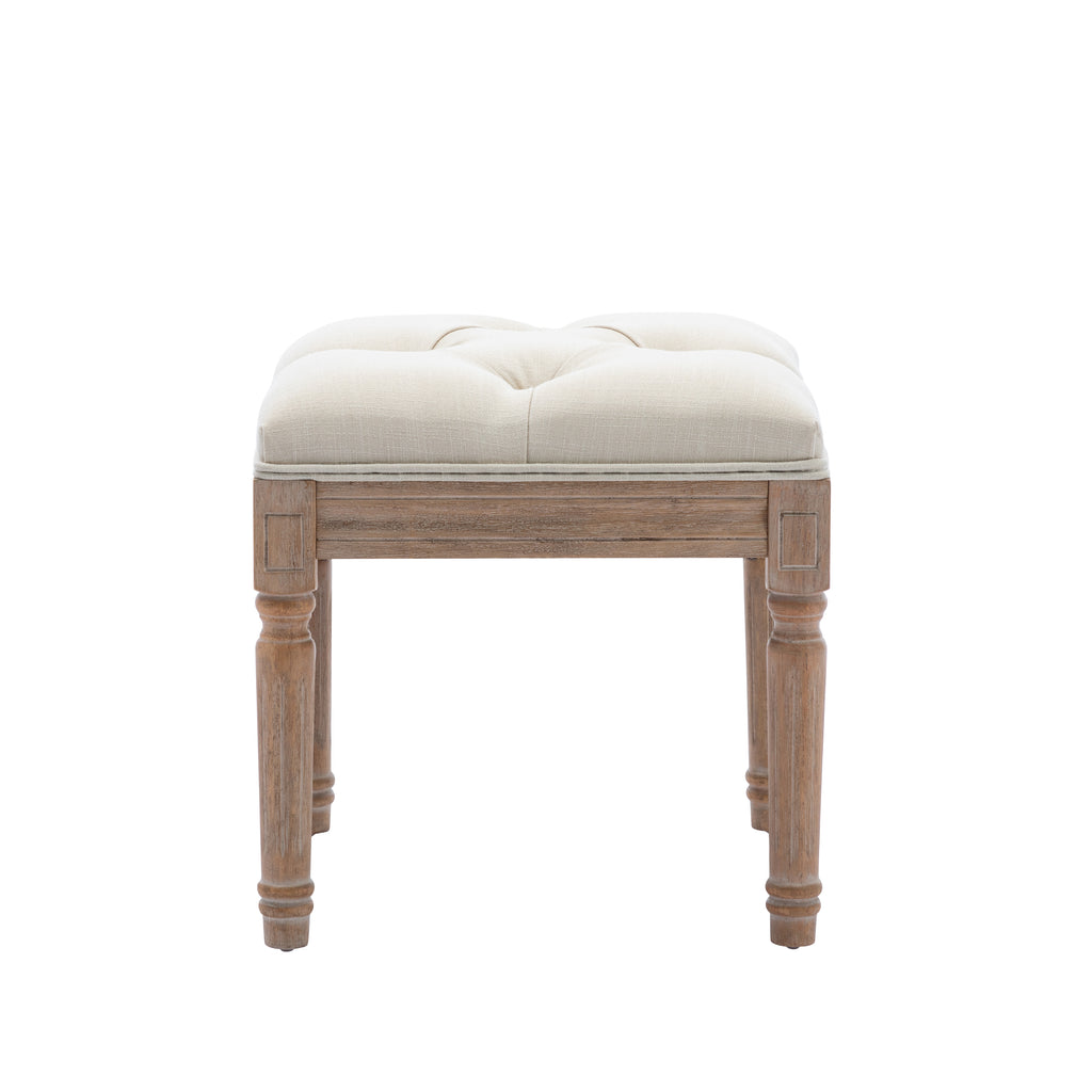 HengMing Padded Square Ottoman Benchand Rubber Wood Legs, Fabric Small Vanity Stool for Bedroom Living Room