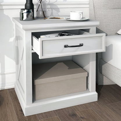 Modern Wooden Nightstand with Drawers Storage for Living Room/Bedroom, White (Expected arrival time 8.20)