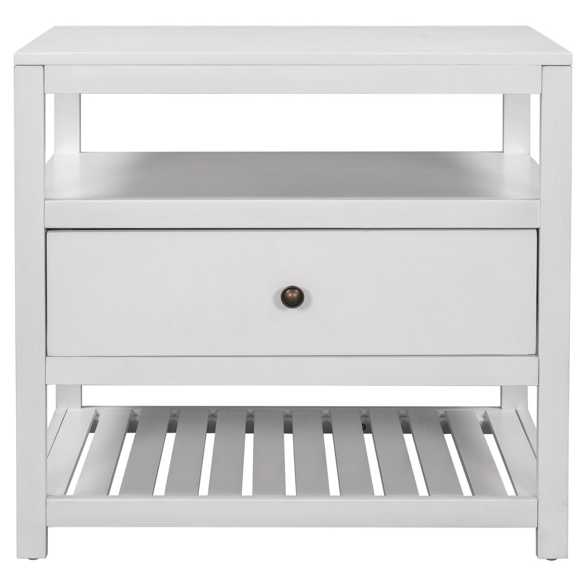 Modern Wooden Nightstand with Drawers Storage for Living Room/Bedroom, White(Expected arrival time 8.20)