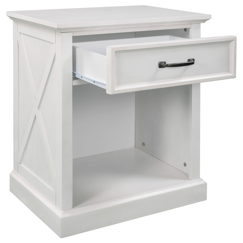 Modern Wooden Nightstand with Drawers Storage for Living Room/Bedroom, White (Expected arrival time 8.20)