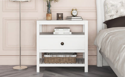 Modern Wooden Nightstand with Drawers Storage for Living Room/Bedroom, White(Expected arrival time 8.20)