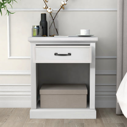 Modern Wooden Nightstand with Drawers Storage for Living Room/Bedroom, White (Expected arrival time 8.20)
