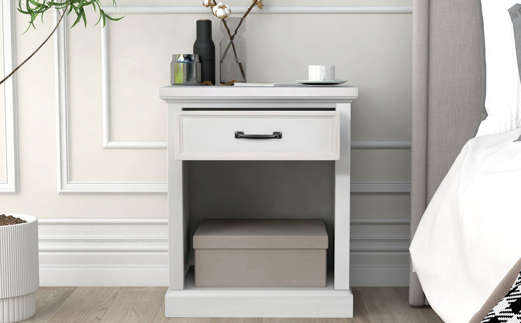 Modern Wooden Nightstand with Drawers Storage for Living Room/Bedroom, White (Expected arrival time 8.20)