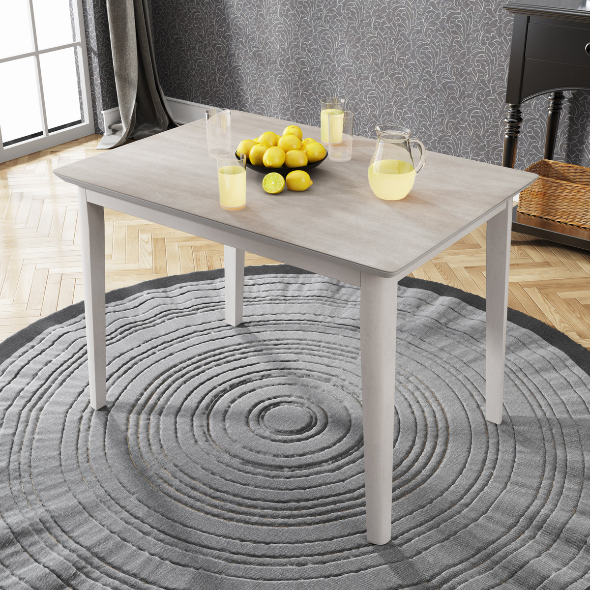 Farmhouse Rustic WoodKitchen Dining Table,Light Grey+White