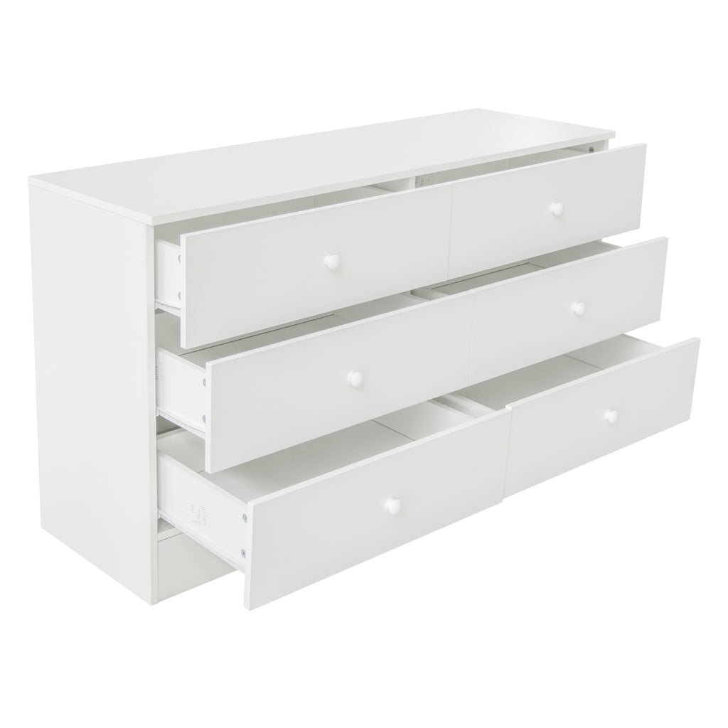 Chest of Drawers Wood Storage Cabinet with 6 Drawers-White