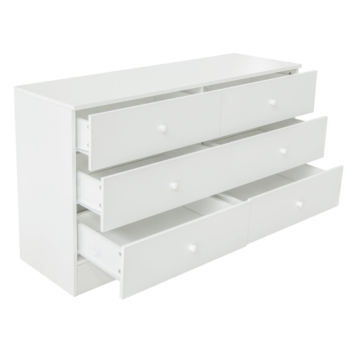 Chest of Drawers Wood Storage Cabinet with 6 Drawers-White