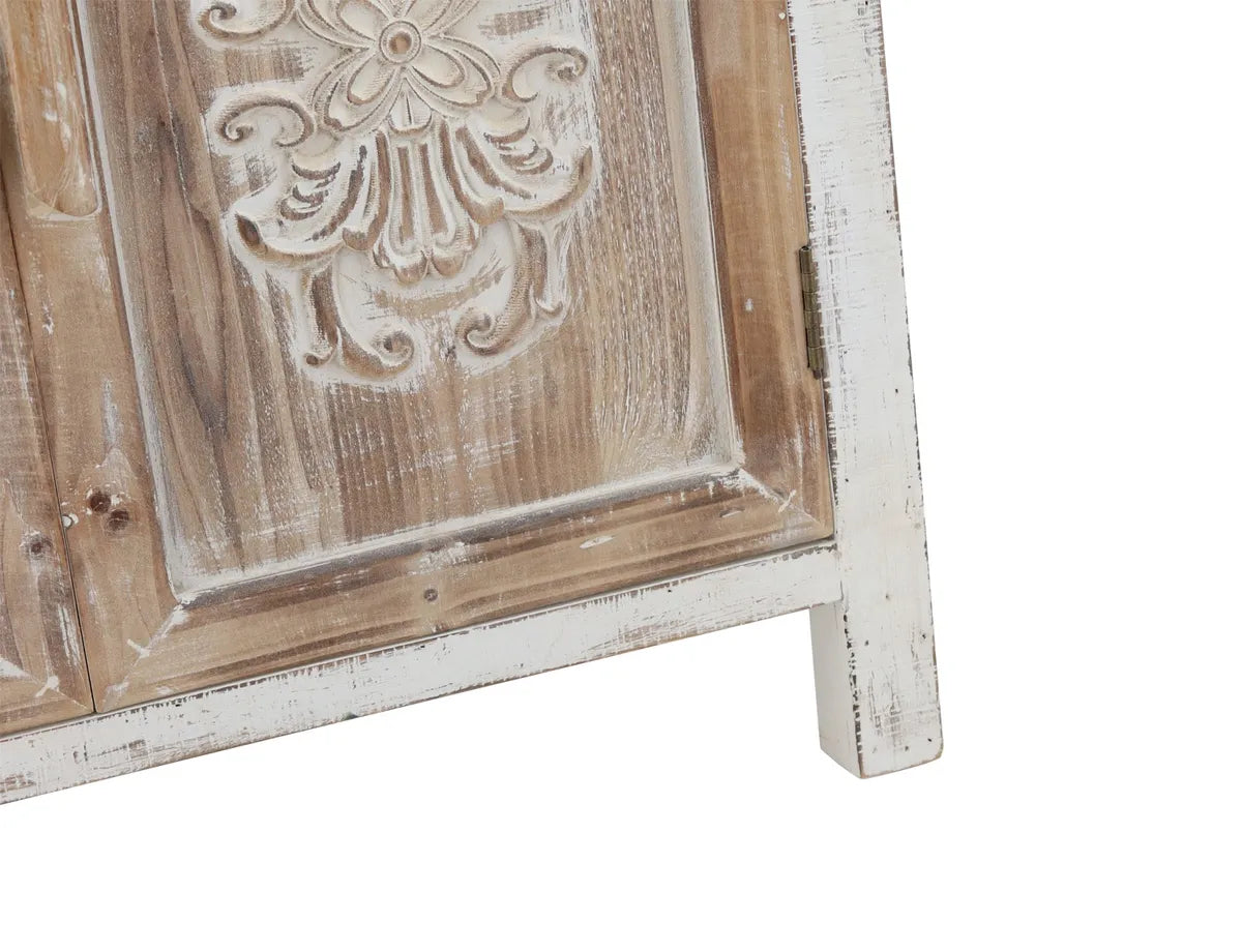 Weathered Wood Cabinet with 1 Drawer and 2 Doors Vintage Accent Storage Chest for Entryway, Living Room