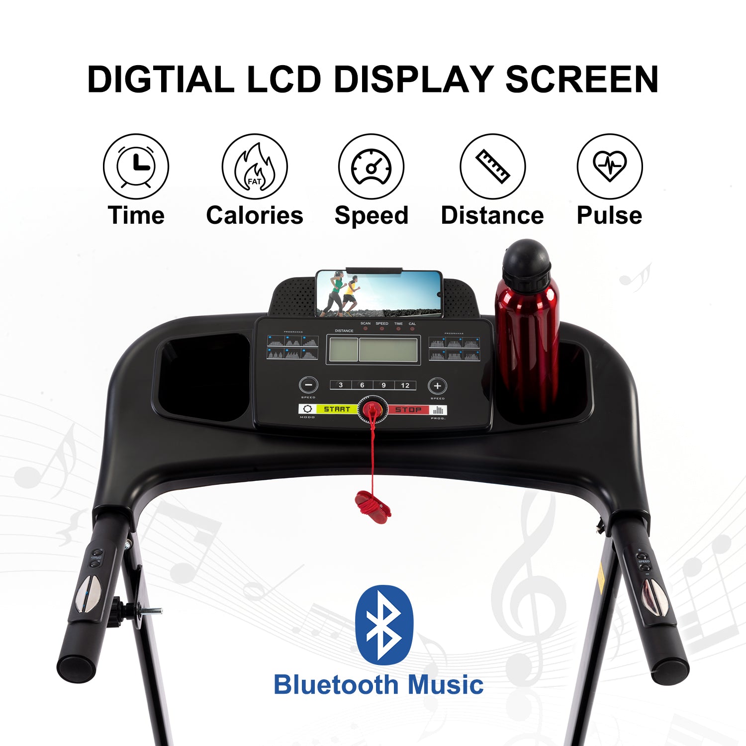 FYC Folding Treadmills for Home with Bluetooth and Incline, Portable Running Machine Electric Compact Treadmills Foldable for Exercise Home Gym Fitness Walking Jogging