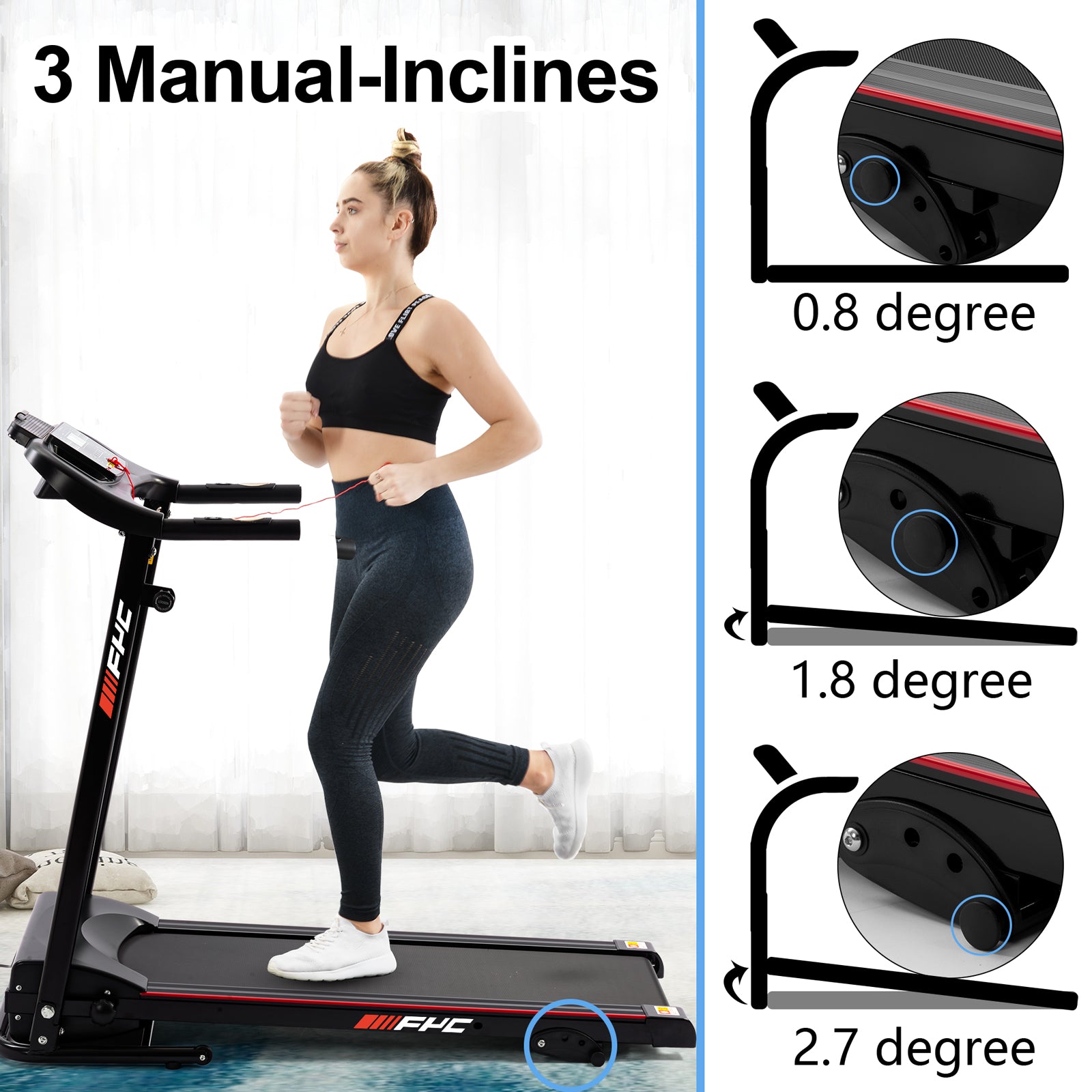 FYC Folding Treadmills for Home with Bluetooth and Incline, Portable Running Machine Electric Compact Treadmills Foldable for Exercise Home Gym Fitness Walking Jogging