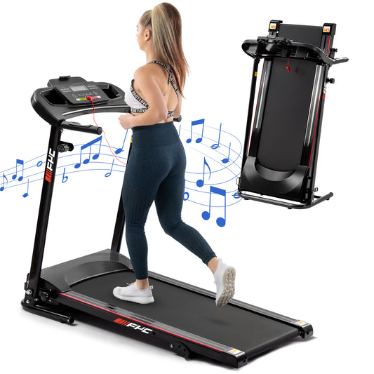 FYC Folding Treadmills for Home with Bluetooth and Incline, Portable Running Machine Electric Compact Treadmills Foldable for Exercise Home Gym Fitness Walking Jogging