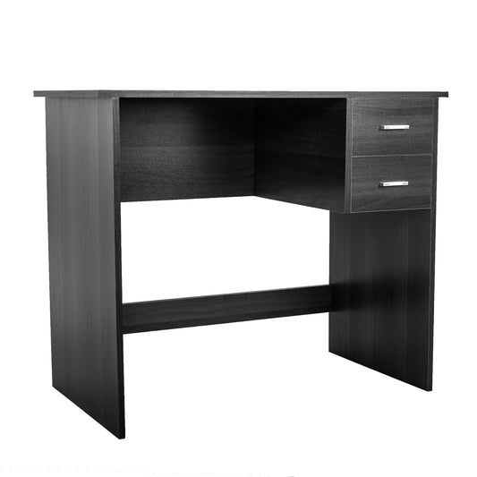 Computer Desk with 2 Pull Out Storage Drawers and Stable Wooden Frame, Black