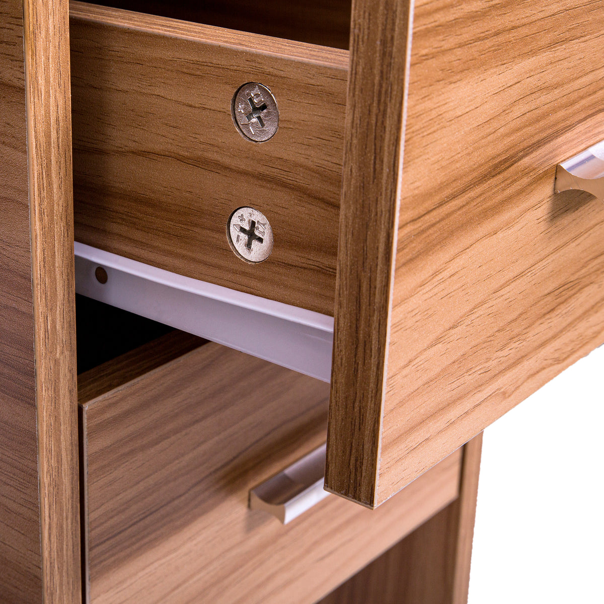 Computer Desk with 2 Pull Out Storage Drawers and Stable Wooden Frame, OAK