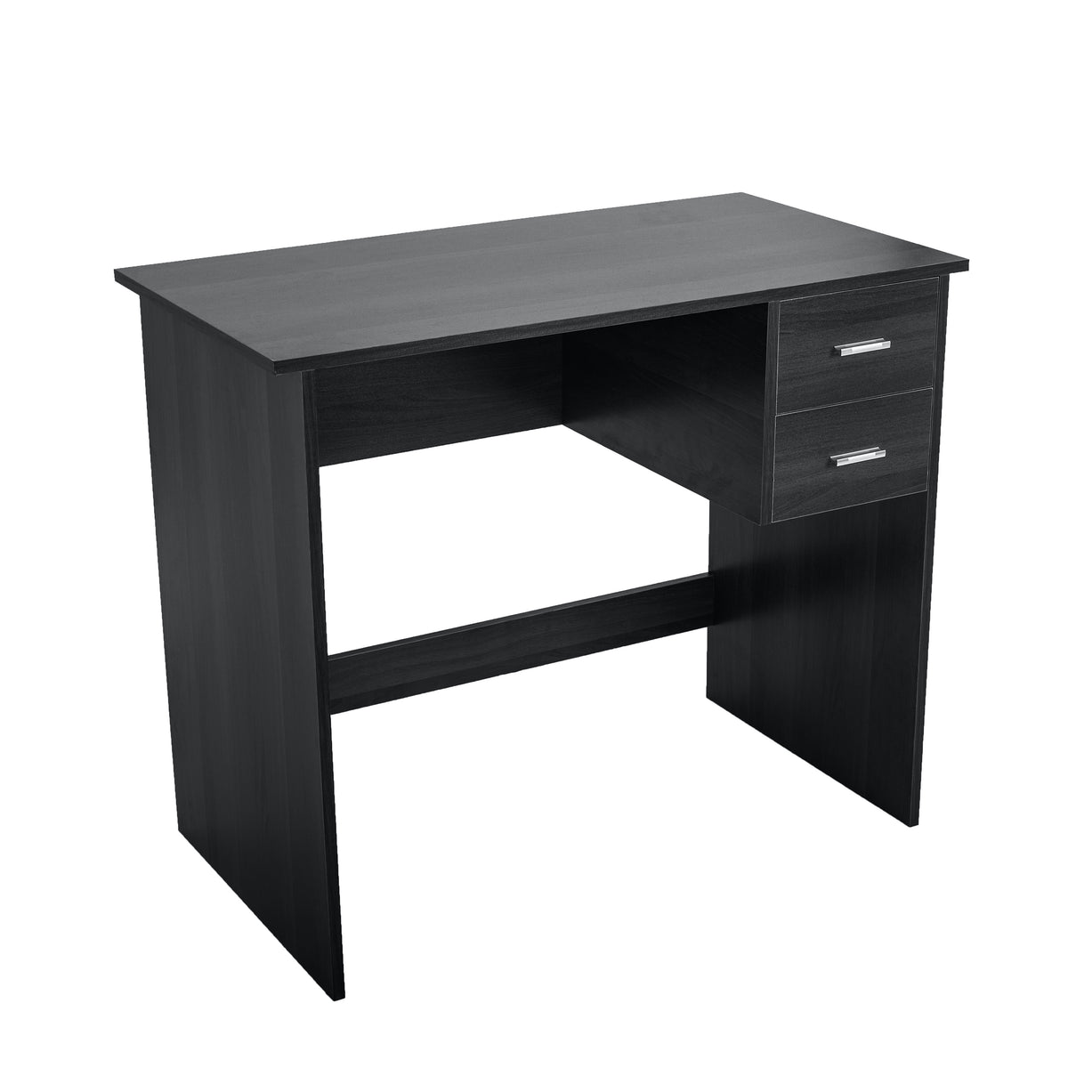 Computer Desk with 2 Pull Out Storage Drawers and Stable Wooden Frame, Black