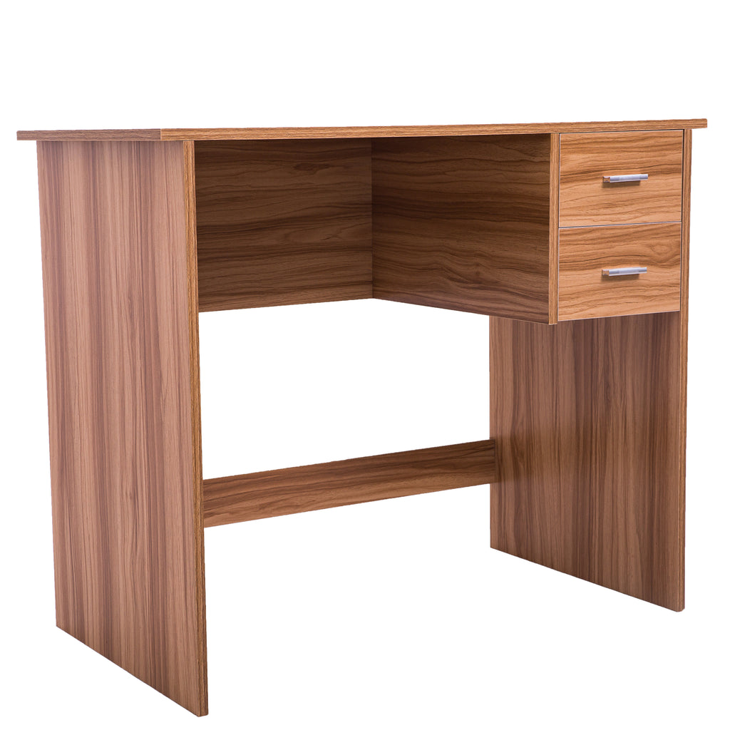 Computer Desk with 2 Pull Out Storage Drawers and Stable Wooden Frame, OAK