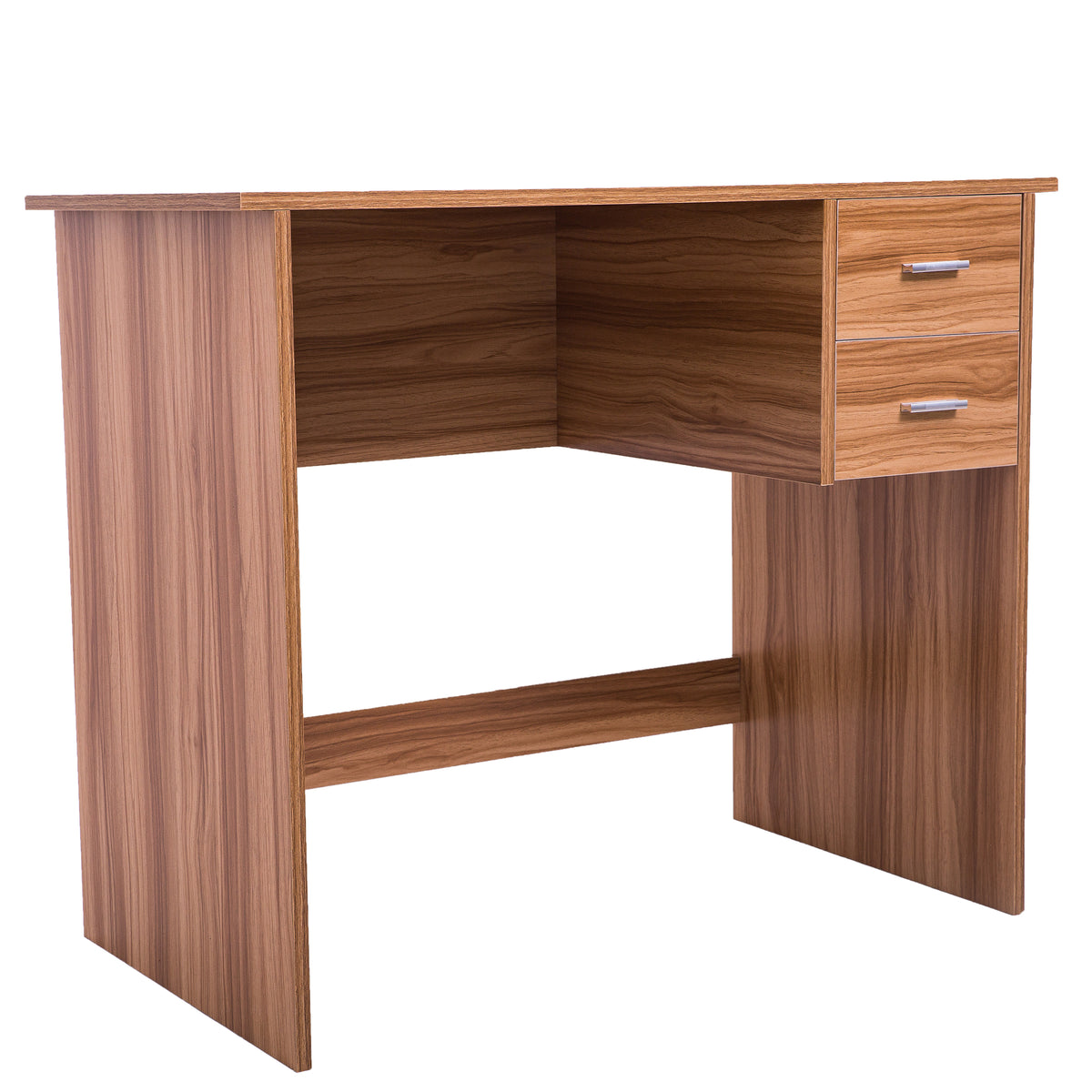 Computer Desk with 2 Pull Out Storage Drawers and Stable Wooden Frame, OAK