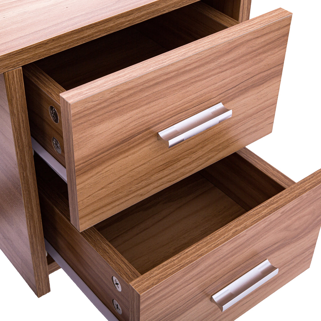 Computer Desk with 2 Pull Out Storage Drawers and Stable Wooden Frame, OAK