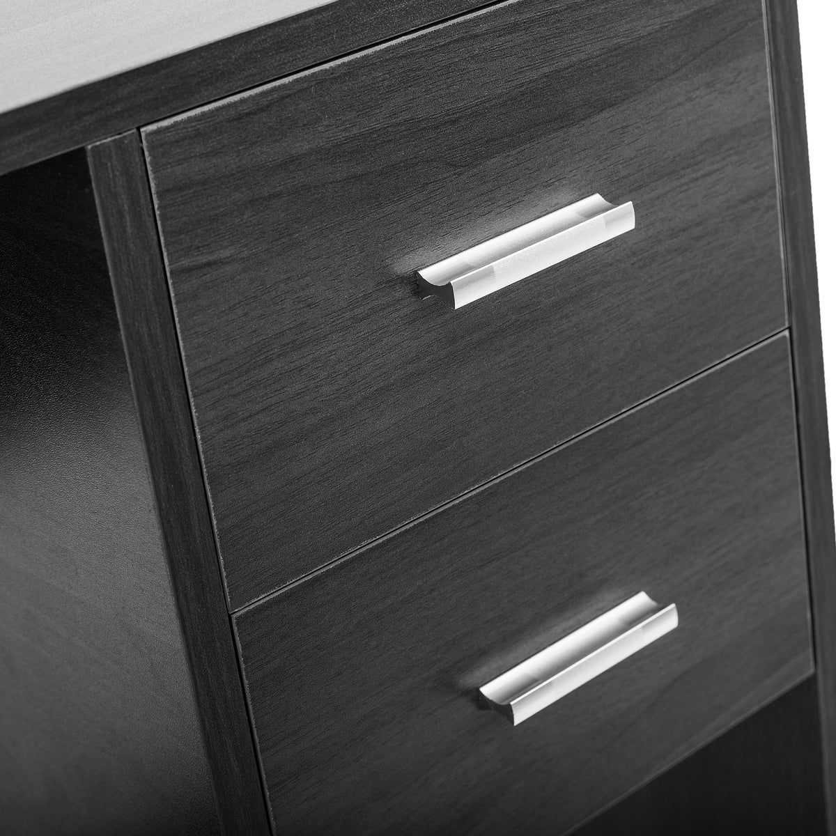 Computer Desk with 2 Pull Out Storage Drawers and Stable Wooden Frame, Black