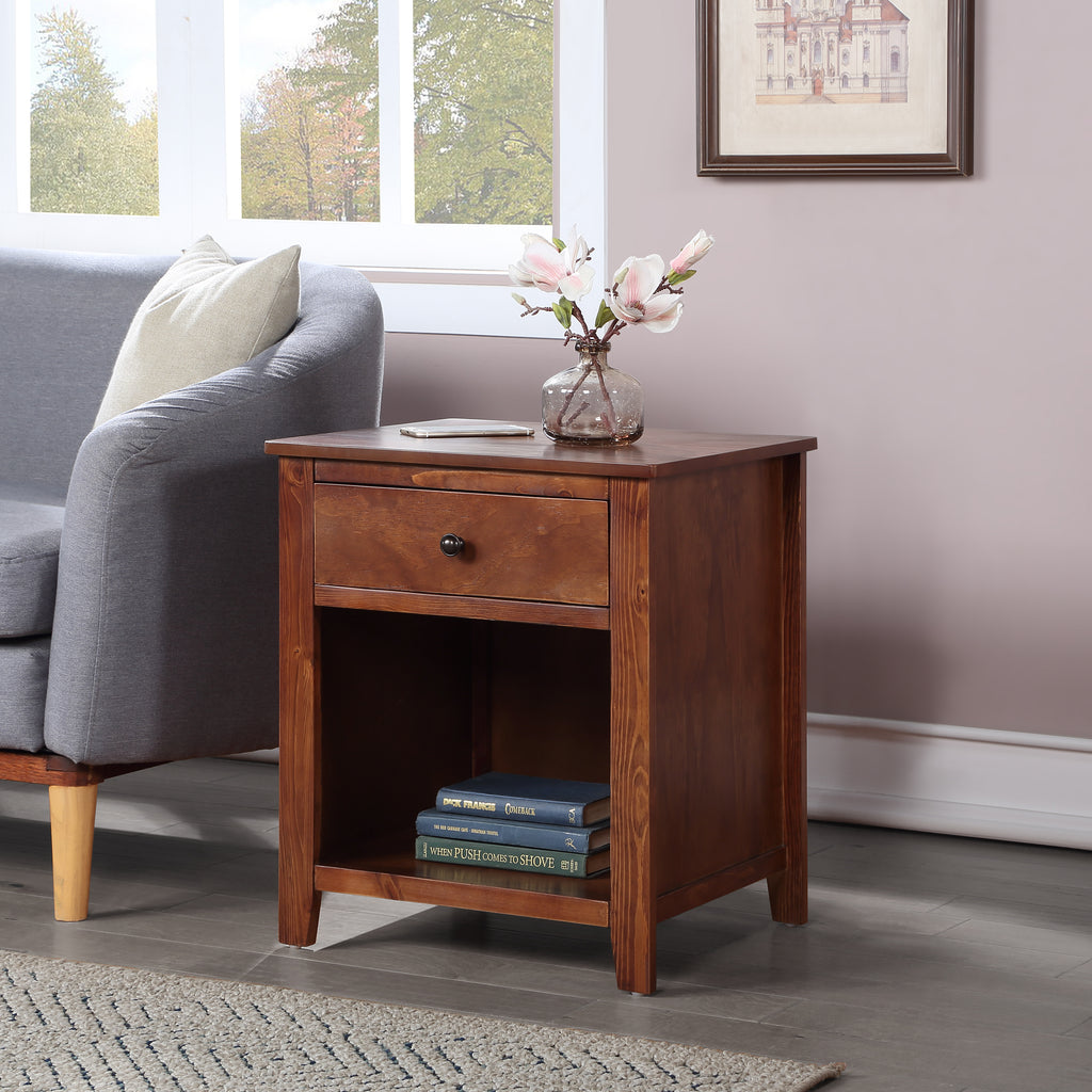 U_Style 1 Drawer Nightstand Solid Wood, Traditional Design