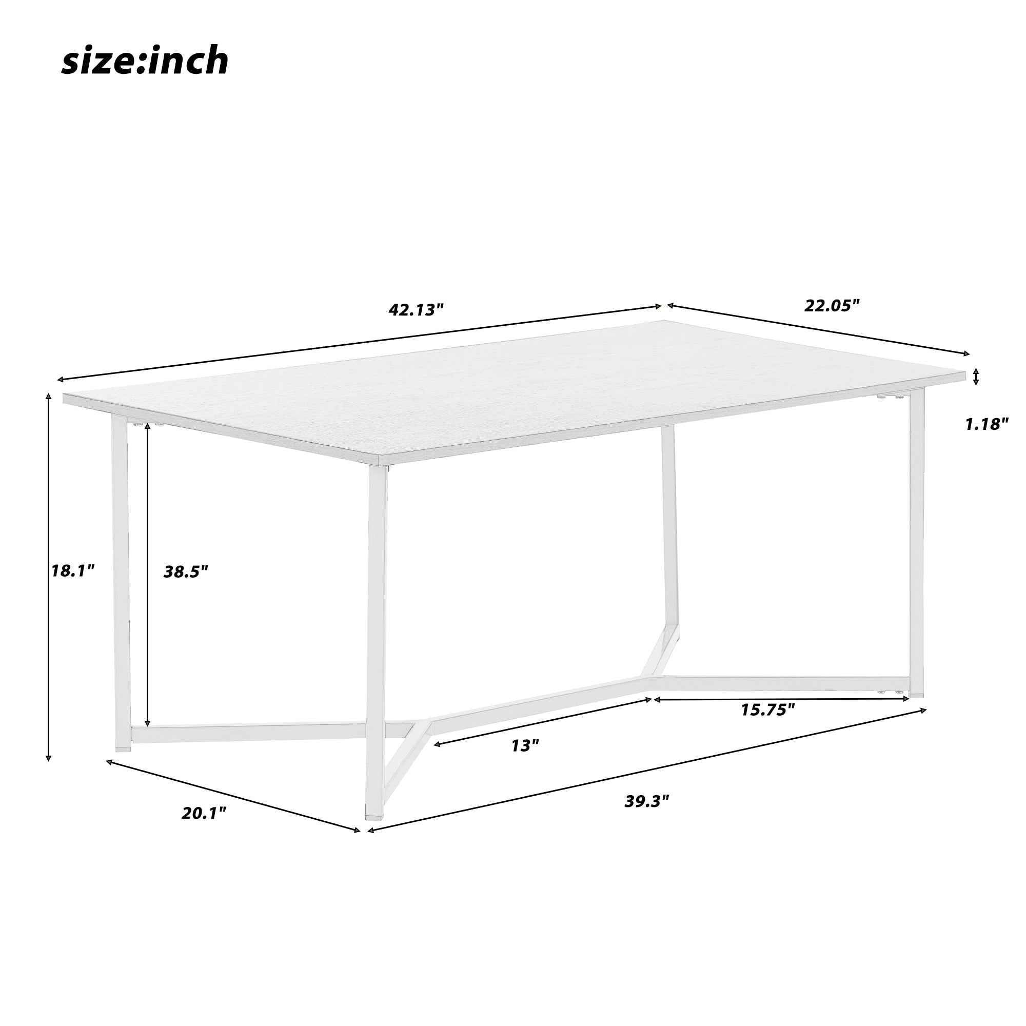Modern Rectangle Wooden Coffee Table, Stylish X-leg base