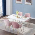 55.16&rsquo;&rsquo; Dining Room Table Rectangle Modern Home Kitchen Table With Wood Tabletop Chrome Legs Office Study Desk
