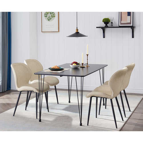 55.16&rsquo;&rsquo; Dining Room Table Rectangle Modern Home Kitchen Table With Wood Tabletop Chrome Legs Office Study Desk