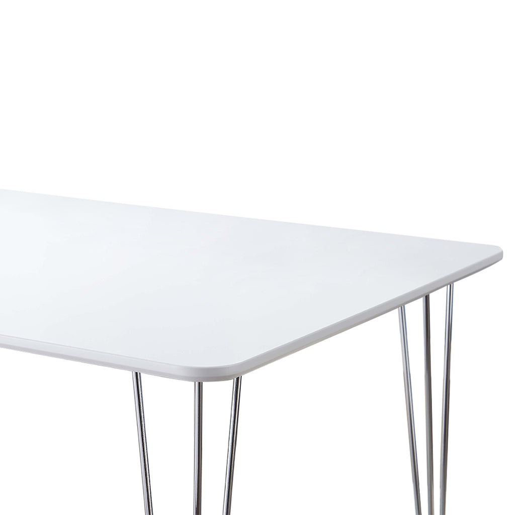 55.16&rsquo;&rsquo; Dining Room Table Rectangle Modern Home Kitchen Table With Wood Tabletop Chrome Legs Office Study Desk