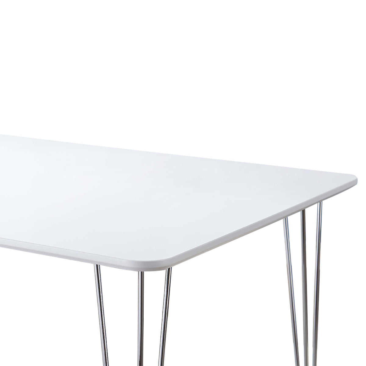 55.16&rsquo;&rsquo; Dining Room Table Rectangle Modern Home Kitchen Table With Wood Tabletop Chrome Legs Office Study Desk