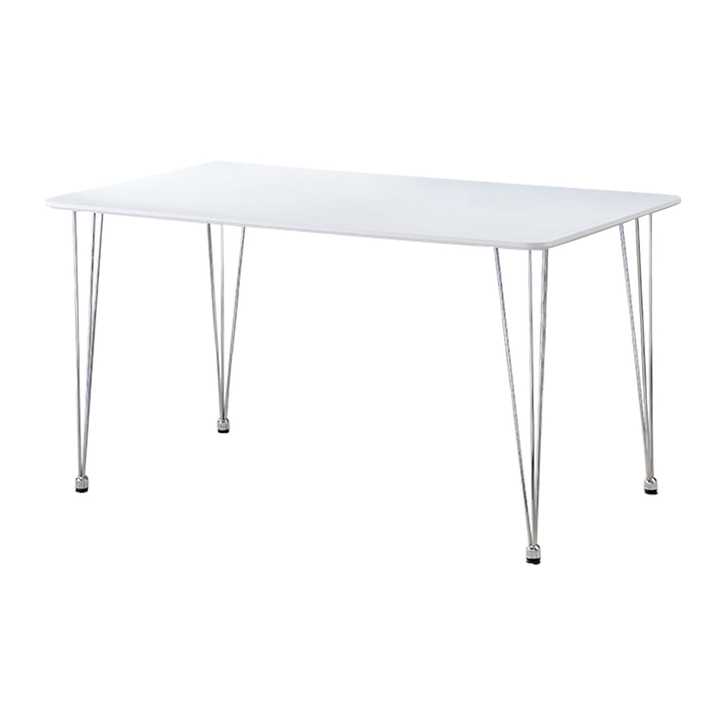 55.16&rsquo;&rsquo; Dining Room Table Rectangle Modern Home Kitchen Table With Wood Tabletop Chrome Legs Office Study Desk