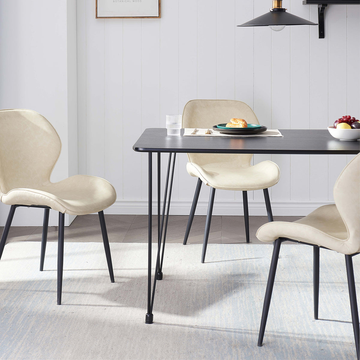 55.16&rsquo;&rsquo; Dining Room Table Rectangle Modern Home Kitchen Table With Wood Tabletop Chrome Legs Office Study Desk